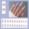 24Pcs Purple Floral Almond Ballerina Press On Nails Medium Detachable False Nail Tips With Fresh Flower Design For Manicure