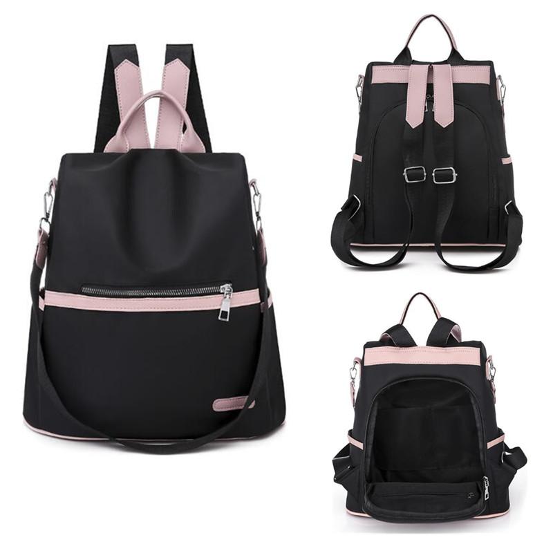 2025 Casual Oxford Backpack Women Black Waterproof Nylon School Bags for Teenage Girls High Quality Fashion Travel Tote Packbag