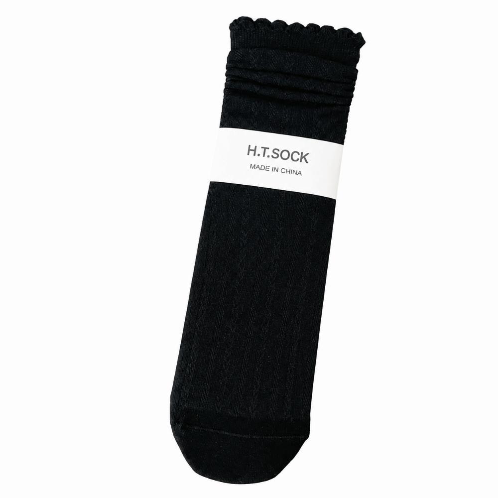 1Pair Ruffle Spring Summer Socks Solid Color Lace Socks Sweet Middle Tube Socks Women Girls
