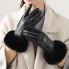 Womens PU Leather Warm Winter Gloves With Fleece Lining Touchscreen Compatible Windproof Riding
