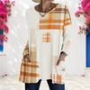 Women Plus Size Round Neck Long Sleeve Geometric Printed Loose Longline T Shirt With Pockets