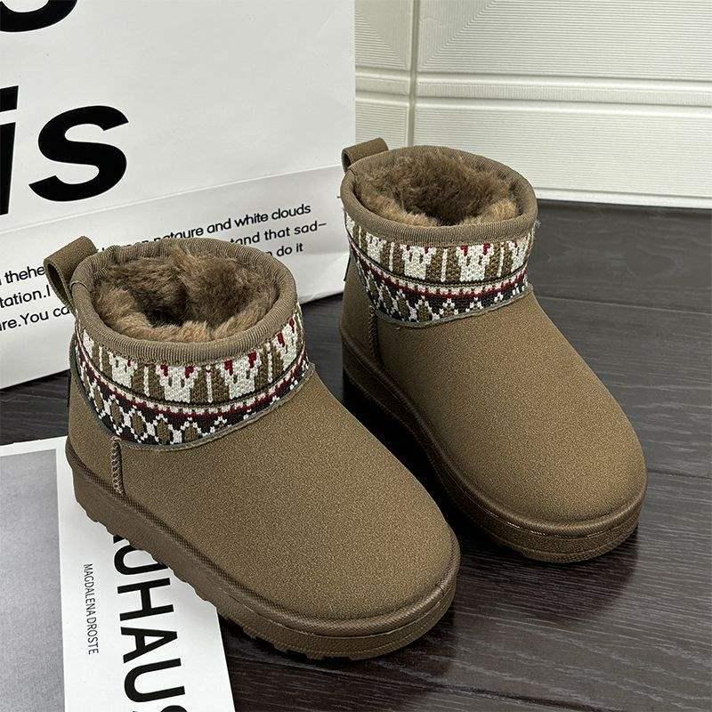 

Ethnic Style Kids Cold-Resistant Winter Snow Boots 2026 - Velvet-Lined, Slip-On Ankle Boots for Northeast Warmth 36 (22.8 cm)