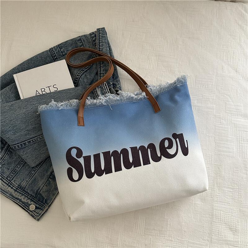 

2026 Newest Large Capacity Tassel Bag Beach Bag Women s Shoulder Tote Bag Trendy Casual Bag For Women Daily Use Shopping светло-синий