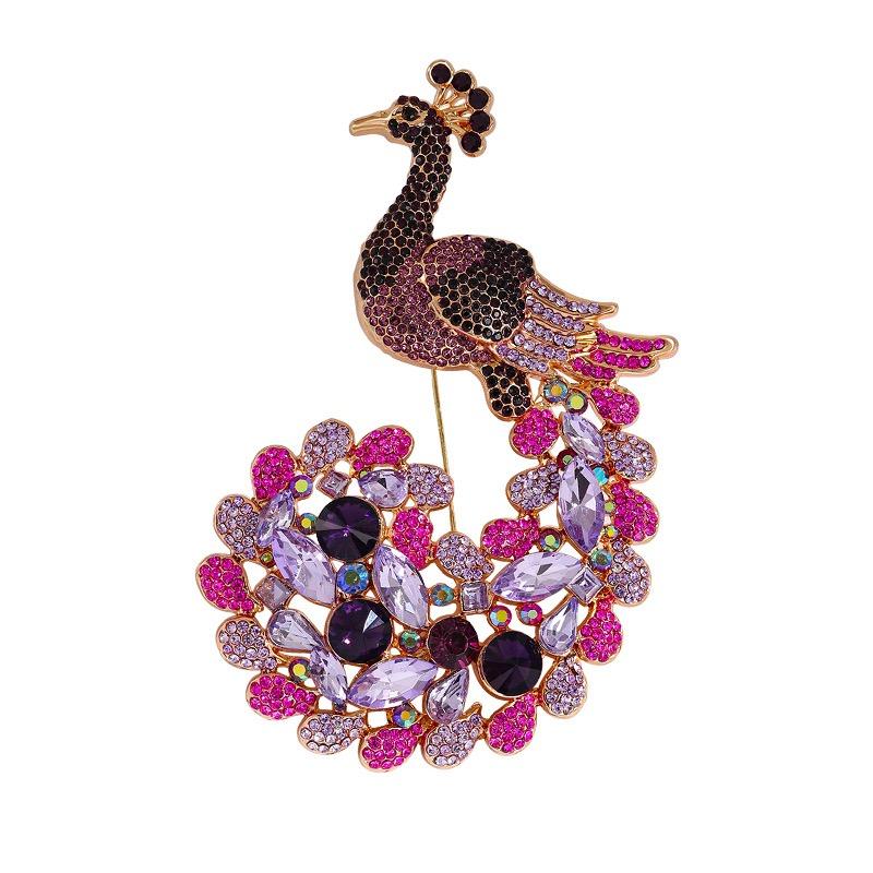 Wuli&baby Big Luxury Peacock Brooches For Women Lady 3-color Sparkling Bird Animal Party Office Brooch Pins Gifts
