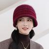 Womens Hat New Double Warm Rabbit Fur Hat Knitted Wool Hat In The Elderly Fisherman Hat