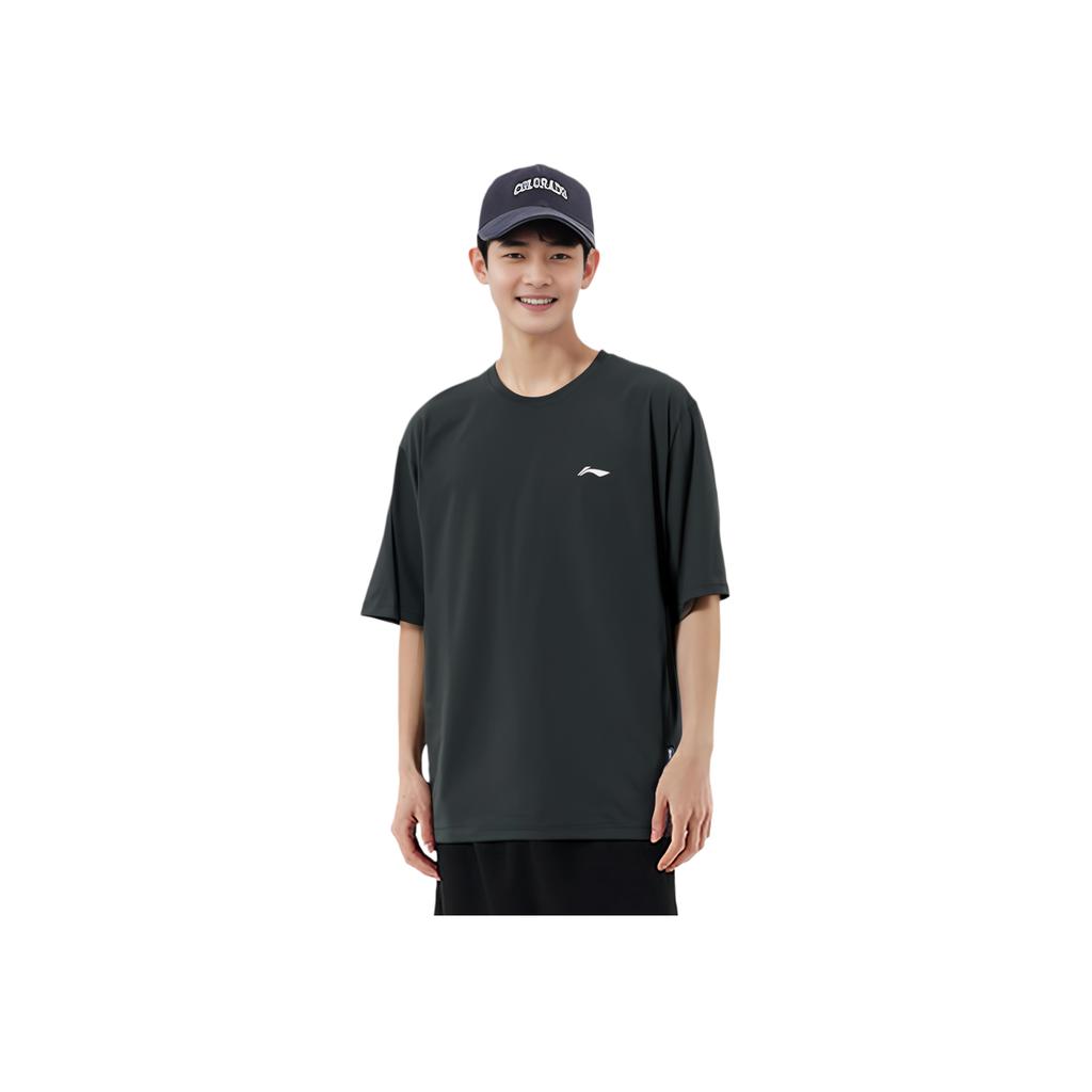 Li-Ning Quick-Dry Breathable Knitted Round Neck Short Sleeve T-Shirt Men Tops Black AHSR591-2