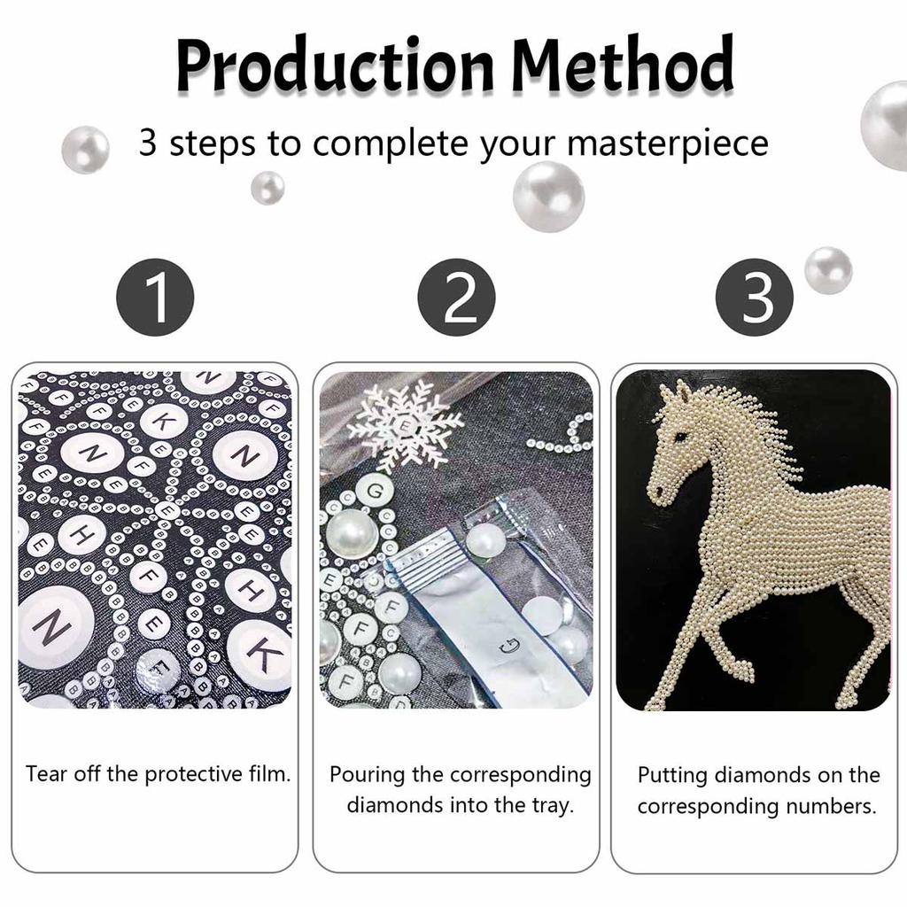 5D DIY Pearl Diamond Painting Kit Horse Full Drill Embroidery Mosaic Art Home Wall Decor Gift