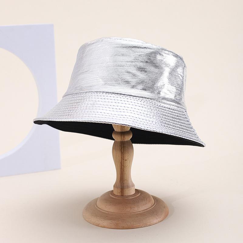 New PU leather bucket hat women's European and American fashion autumn sunshade thin basin hat spot batch