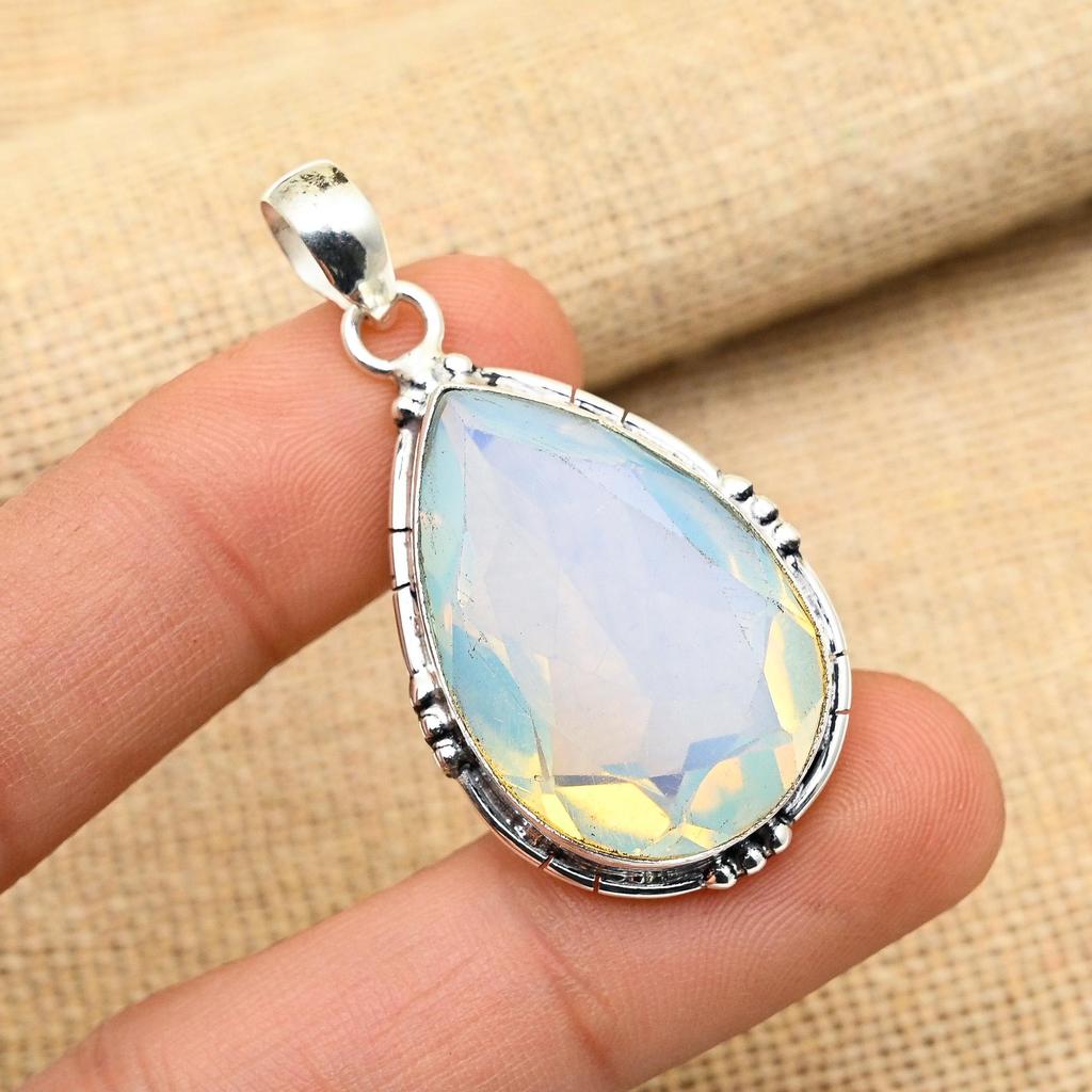 Milky Opal Gemstone Jewelry Handmade 925 Sterling Silver Pedant For Wedding Gift