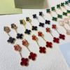 New Arrival Four-Leaf Clover Earrings Two Flowers 18k Rose Gold Black Agate Carnelian Earring Clasp