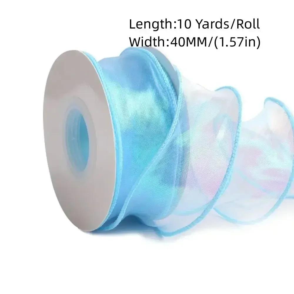 40MM 10 Yards Fishtail Yarn Bead Ribbon Gradient/Pleats/Magic/Gold Edge Reflective Iridescent Wavy Edge Ribbon Gifts Packaging