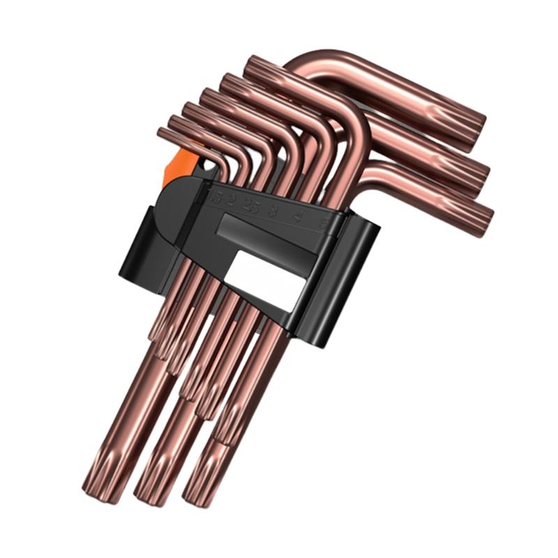 9Pieces L Type Double-End Screwdriver Hex Wrench Set Allen Key Hexagon Flat Ball Hexagonal Spanners Key Set Hand Tools