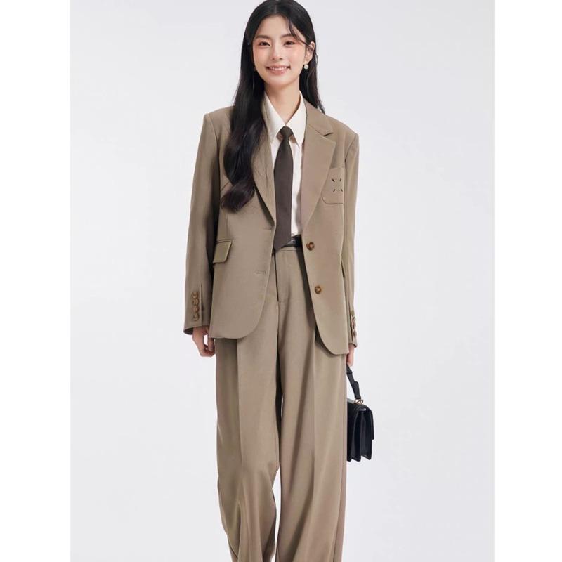 Women Suit Set Classic  Two Piece Blazer and Pants Formal Office Wear Spring Autumn Simple Elegant Outfit