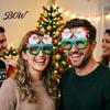 Occhiali da Festa di Babbo Natale Occhiali di Natale, Montature Festose Glitterate, Cappello Albero Pupazzo di Neve Orso Occhiali Divertenti per Bomboniere Pan di Zenzero