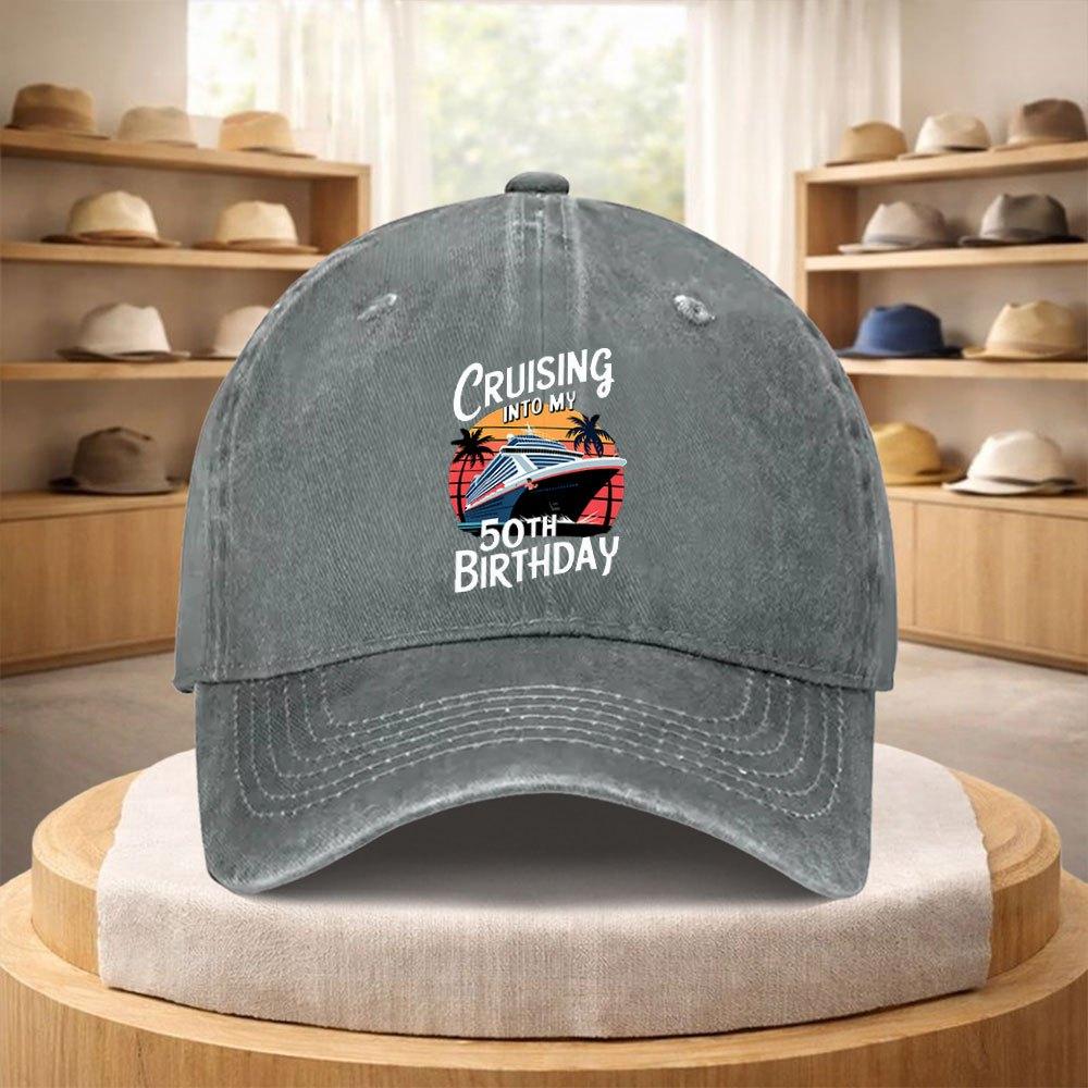 th Birthday Cruise Themed Adjustable Baseball Cap Lightweight Vintage Style for Unisex Women Outdoor Sports Streetwear
