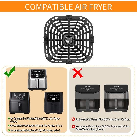 GXF Air Fryer Grill Pan for Instant Pot Vortex Plus 6 in 1 5.7QT 6 QT Gourmia GAF735 6 QT Air Fryer, Accessories Replacement Tray Rack Parts Grill