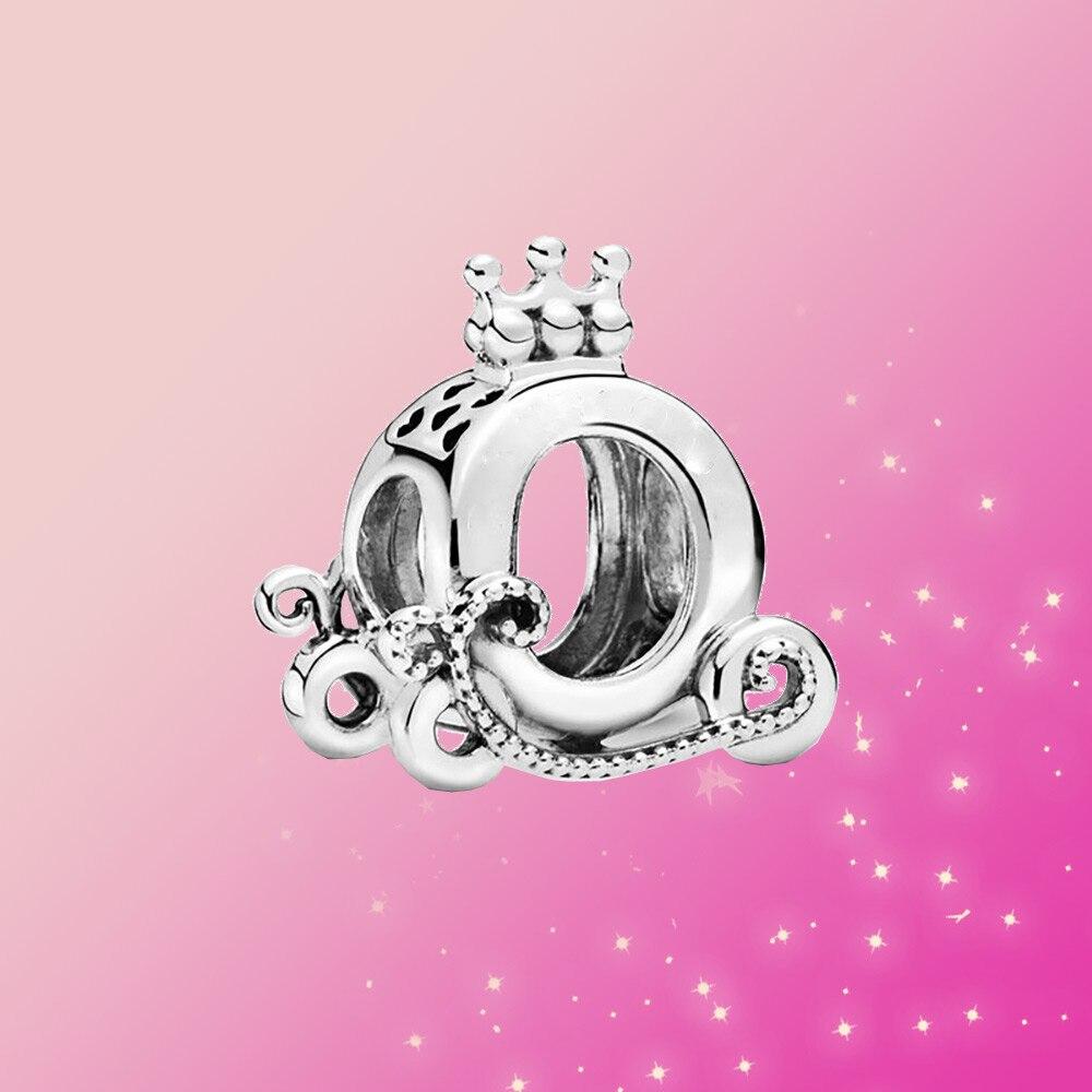 Charm-Anhänger aus 925er-Sterlingsilber, Kürbis-Wagen-Charm, glänzender Zirkon-Schmuck, passend für Original-Mode, für Damen, Armband, Schmuck, Geschenk