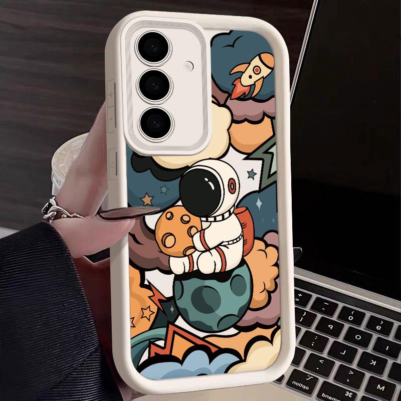 Spaceman Phone Case For Samsung S26 S25 S24 S23 S21 S20 Ultra Cute Astronaut Planet Funda For Galaxy S25 S24 FE S26 Plus Cover