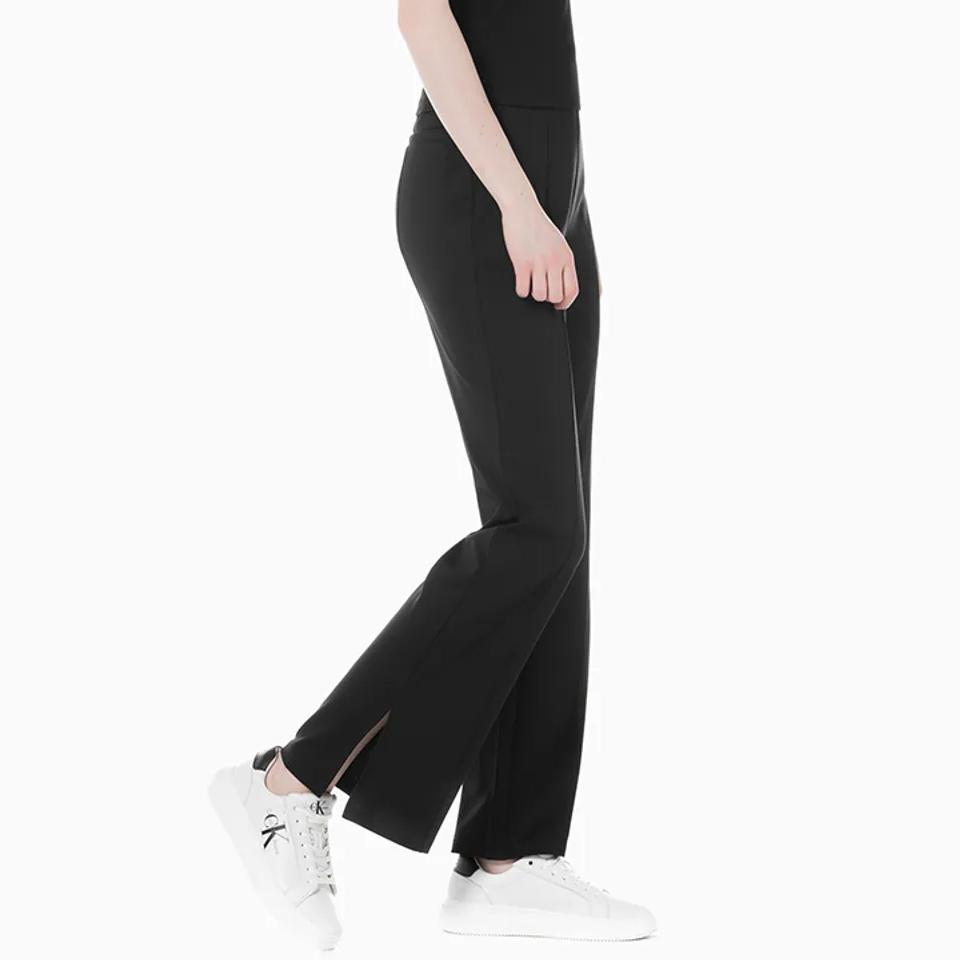 Calvin Klein Fashion High-Waisted Solid Color Split Flared Casual Pants Women bottoms Black J223723-BEH