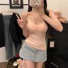 #Human cotton thin V-neck lace suspender women's spring and summer new inner holiday vest design sleeveless top