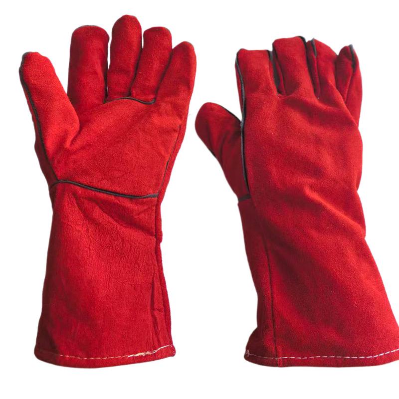 Cowhide Double-Layer Welding Gloves - Heat-Resistant, Wear-Resistant, and Full Leather for Welders Protection