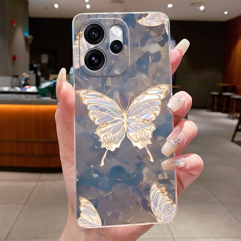 For OPPO Reno 15F 5G Case CPH2801 Clear Fashion Butterfly Flower Soft TPU Silicone Cover For OPPO Reno15 F Reno 15 FS Phone Case