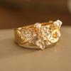 Luxury Embossed Flower Synthetic Pearl Ring Copper Material Women Jewelry Ring For Banquet