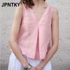 JPNTKY Moda Donna Casual Stampa Colore Unico Senza Maniche Scollo a V Camicette & Camicie