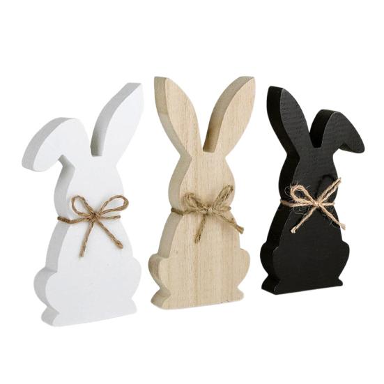 1 Set Easter Rabbit Table Sign Farmhouse Rustic Bunny Decoration Home Office Spring Easter Holiday Party Table Centerpiece Ornament