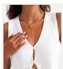 European & American Irregular Pig Nose OT Buckle Long Sweater Chain - High-End Stackable Stainless Steel Necklace for Women.