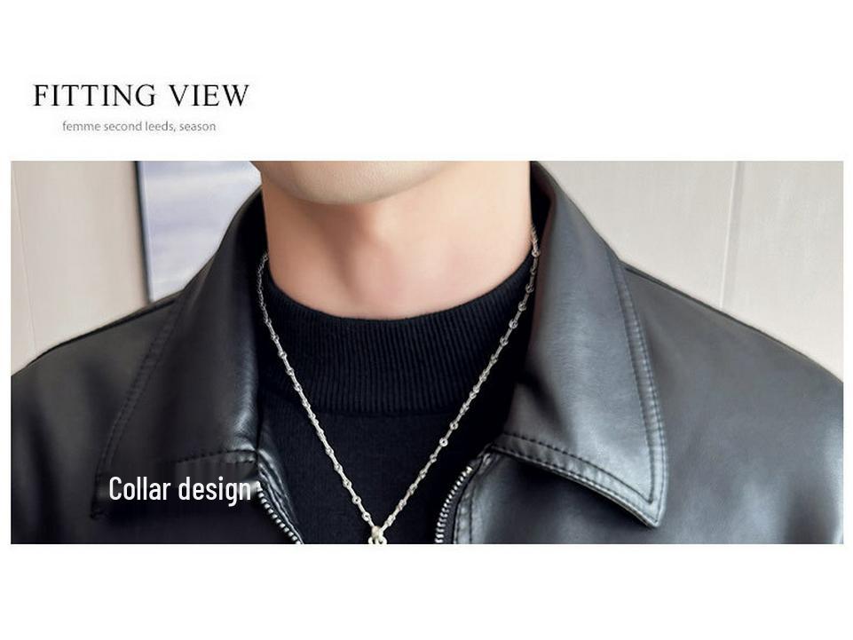 Men's Trendy Stand Collar Motorcycle Jacket - Windproof PU Leather, Slim Fit, Autumn Style