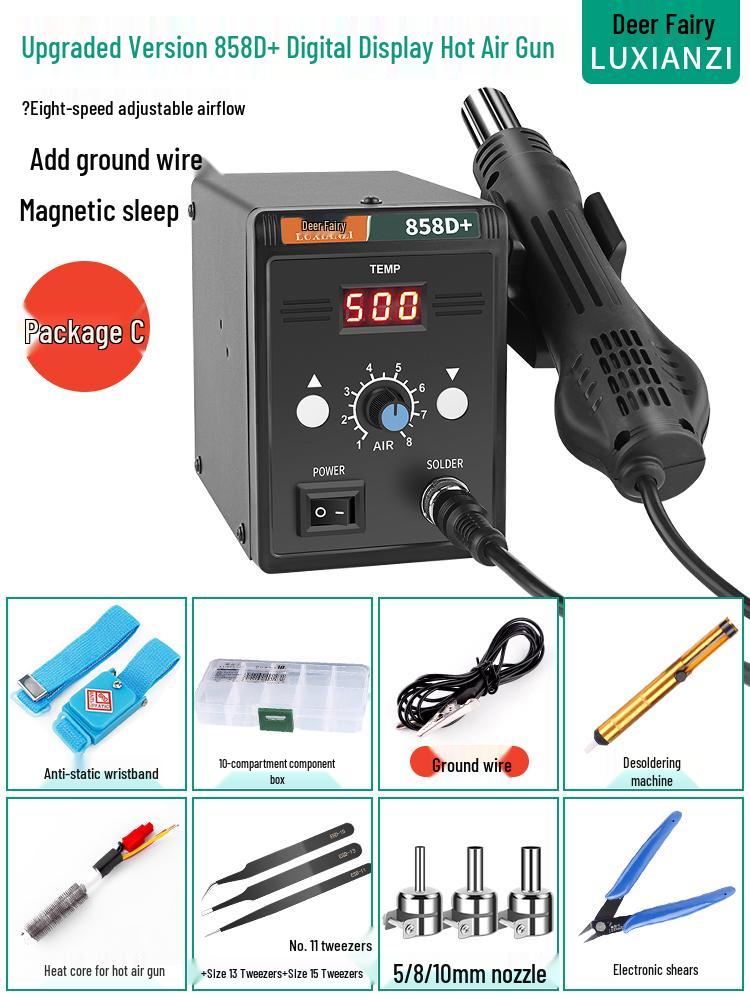 Deer Fairy 858D Hot Air Gun Desoldering Station for Soldering and Mobile Phone Repair