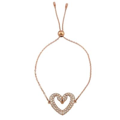 Bransoletka Una Rose Gold Tone Swan Neck Heart z przezroczystym kryształem 5628658 dla kobiet