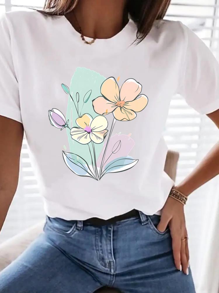 (Asian Size) Tee Top 90s sweet plant trend T Shirt Woman Print Fashion Female Short Sleeve Women Clothing Graphic T-shirts