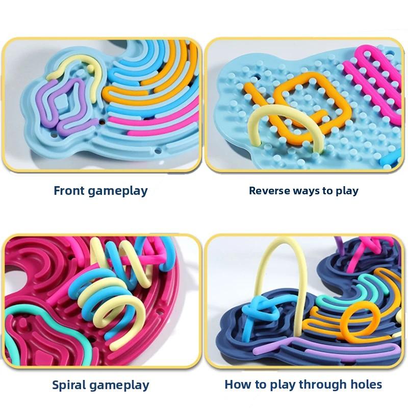 Creative Rainbow Clouds Silicone Sensory Activity Board, Color Training Toy, Double Side Busy Board, Fine Motor Skills&Fun Play