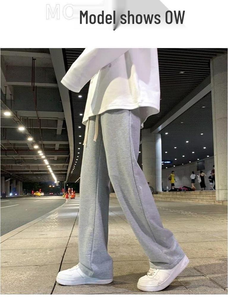 Men's Plus Size Corduroy Wide-Leg Pants, Loose Fit, Casual Streetwear for Spring & Autumn