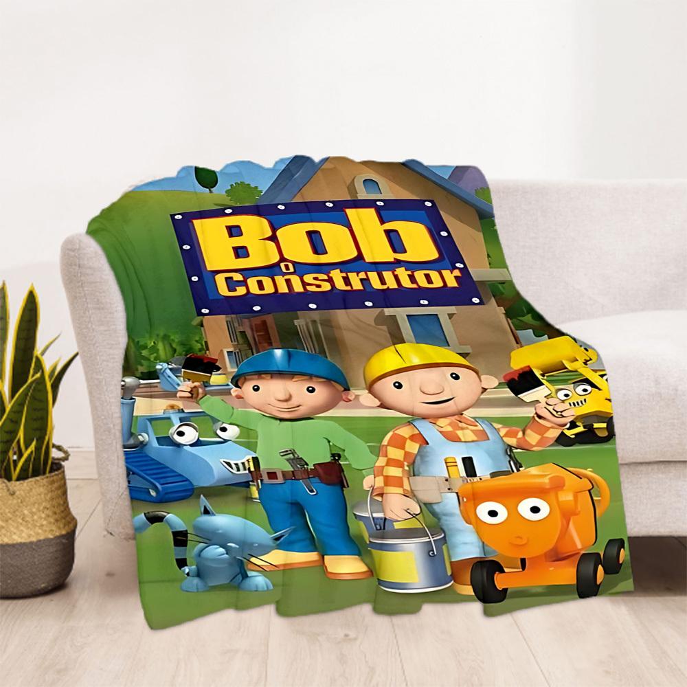 1 Stück Bob der Baumeister Outdoor-Decke Leichte Flanelldecke, Ganzjahresnutzung für Sofa, Bett, Reisen, Camping, Wohnzimmer, Büro, Couch093