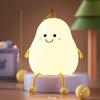 Cute Smile Pear Shape Silicone Led Night Light Usb Charging Color-changing Eye Protective Bedside