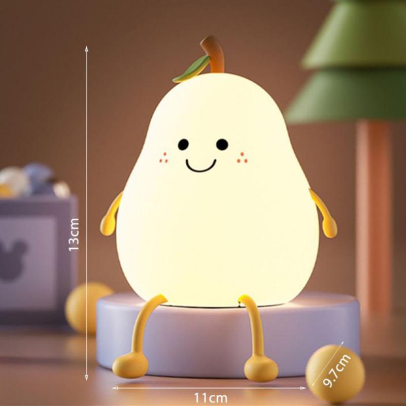 Cute Smile Pear Shape Silicone Led Night Light Usb Charging Color-changing Eye Protective Bedside