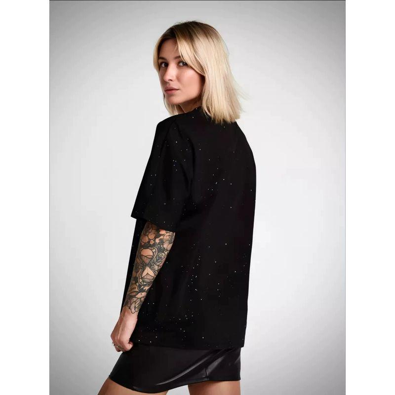 Fashion New Arrival Loose Fashion Starry Sequin round Neck Short Sleeve Cotton T-shirt Loose Printed Cotton