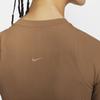 Nike Zenvy Soft Comfortable Sports Breathable Quick-Dry Ribbed Short Sleeve T-Shirt Women Tops Light-British-Brown White HF2773-281