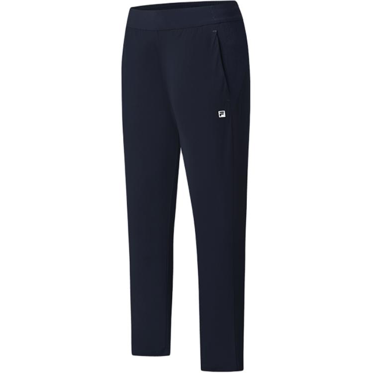 Fila Comfortable Soft Casual Simple Cool Feeling Knitted Sports Pants Women Bottoms Dark-Blue A11W431607FNV