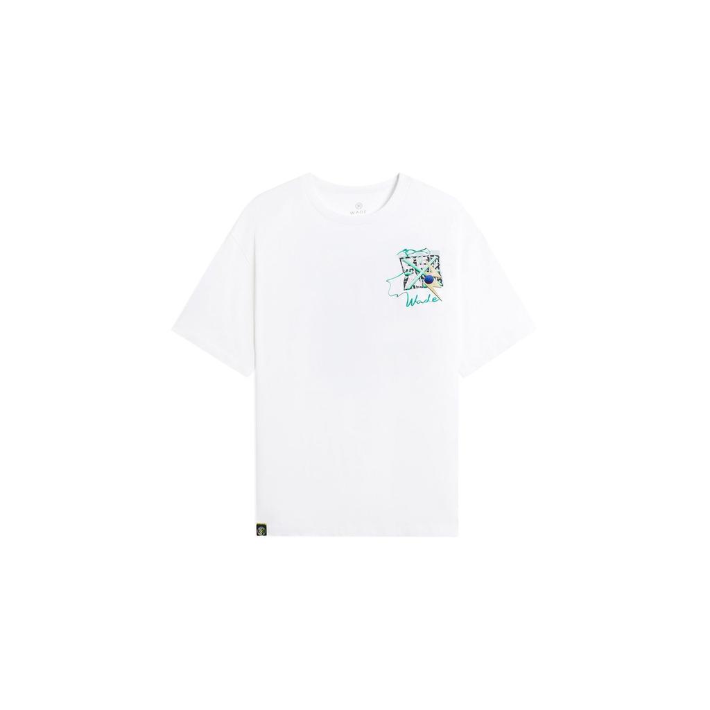 Li-Ning Wade Series Casual Printed Crew Neck Knit Short Sleeve T-Shirt Unisex Tops Standard-White AHSSD41-3