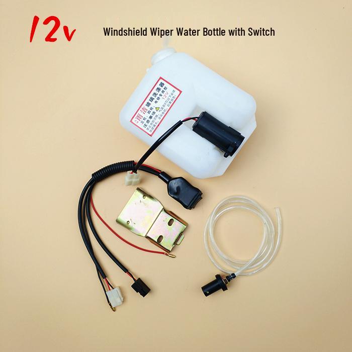 12V Electric Tricycle Wiper & Water Sprayer Assembly with Four-Wheel Motor, Wiper Arm, and Blade