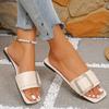 Leisure Slippers Women Casual Flat Low Heels Sweet Basic Women Shoes Solid Leather Metal Decoration Summer Sandals Plus Size