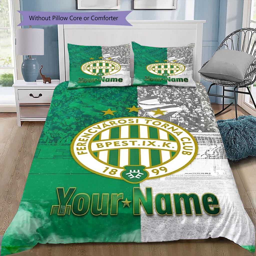 Ferencv Rosi Torna Club Flag Custom Name Pattern Bedding Quilt Set Quilt Cover Pillowcase Home Birthday Gift(1 * duvet cover + 2 * pillowcase, without