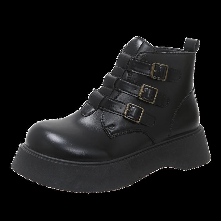 Fashion Retro British Style 2025 Autumn Fashion New Bohemian Style Big-head Ankle Boots Muffin Thick Soled Side Zipper Boots for Women