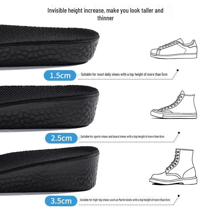 Unisex Height-Boosting Insoles: Sweat-Absorbing, Odor-Proof, Shock-Absorbing, Invisible Comfort for Sports