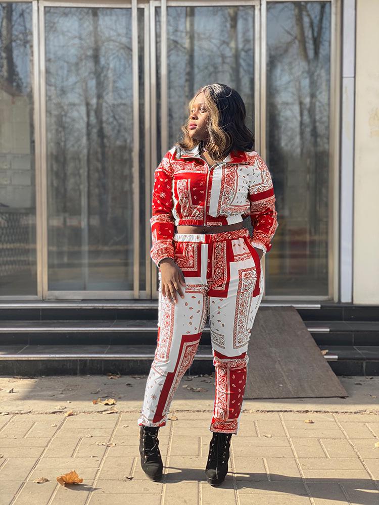 Women's Floral Print Pocket Loose Casual Two-Piece Suit