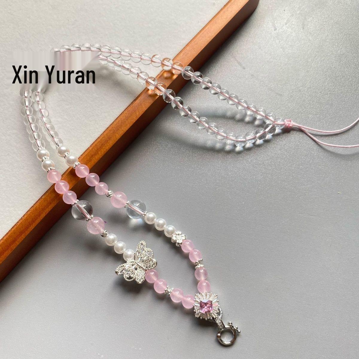 

Nine-Tailed Fox Crystal Pendant Necklace with Universal Buckle рожевий